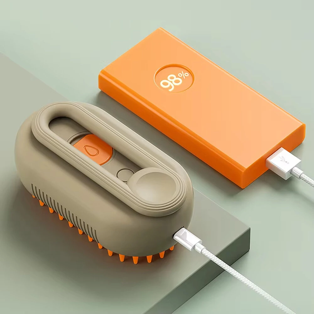 (image for) 3-in-1 Electric Pet Deshedding Brush Water Dog Spray Comb Massage USB Charging Soft Silicone Teeth Pet Grooming Tool