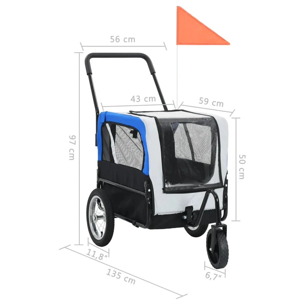 (image for) [EU] Pet Bike Trailer 91763 Dog Carrier for Dogs and Pets with Durable Frame Breathable Protective Net Pet Cart with 360° Rotation Wheel Design
