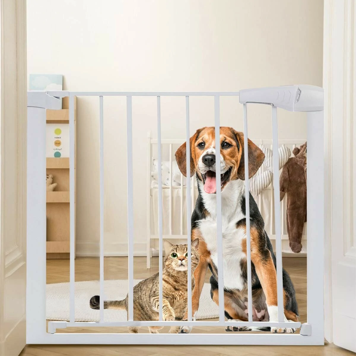 (image for) Extra Wide Baby Gate Baby Fences Kids Play Gate Large Pet Gate with Swing Door For Doorway Stairs