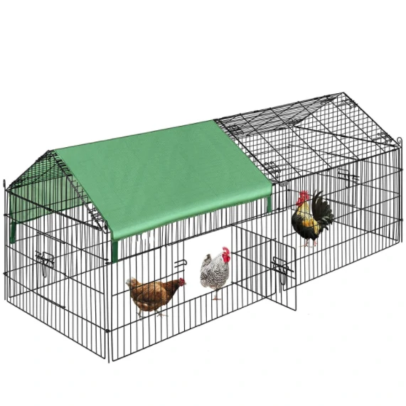 (image for) PawGiant Chicken Coop Run Cage Upgrade 86.6"×40"×38" Metal Chicken Fence Pen Pet Playpen Enclosures with Protection Cover&Ground Nail,Cage Indoor Outdoor Yard for S