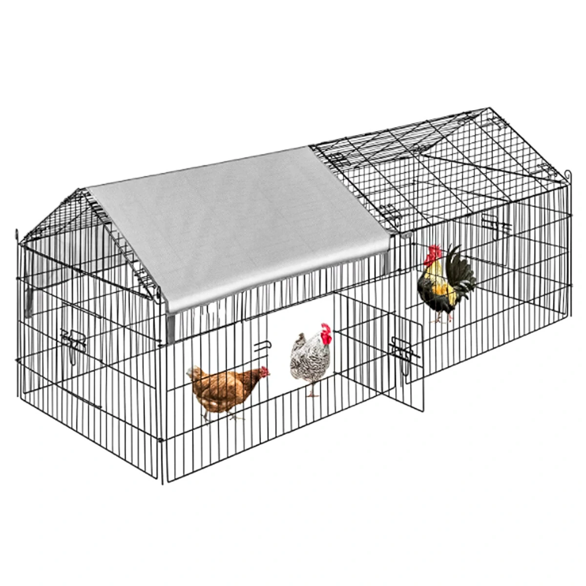 (image for) PawGiant Chicken Coop Run Cage Upgrade 86.6"×40"×38" Metal Chicken Fence Pen Pet Playpen Enclosures with Protection Cover&Ground Nail,Cage Indoor Outdoor Yard for S