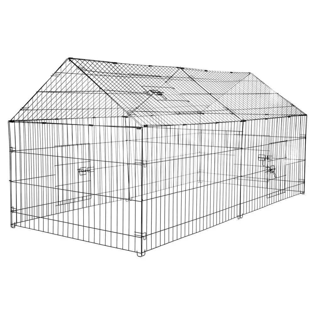 (image for) PawGiant Chicken Coop Run Cage Upgrade 86.6"×40"×38" Metal Chicken Fence Pen Pet Playpen Enclosures with Protection Cover&Ground Nail,Cage Indoor Outdoor Yard for S