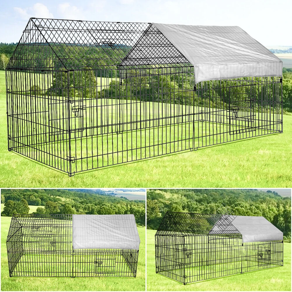 (image for) PawGiant Chicken Coop Run Cage Upgrade 86.6"×40"×38" Metal Chicken Fence Pen Pet Playpen Enclosures with Protection Cover&Ground Nail,Cage Indoor Outdoor Yard for S